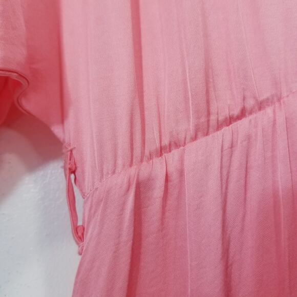 StarkX Pink Satin Geranium Maya Maxi Dress Empire Waist with Pockets - Picture 10 of 11